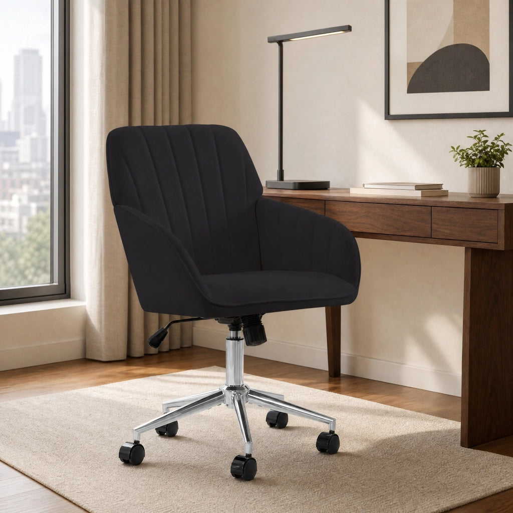 SEDIA DA UFFICIO Girevole Regolabile 57x29x52 cm Velluto Nero