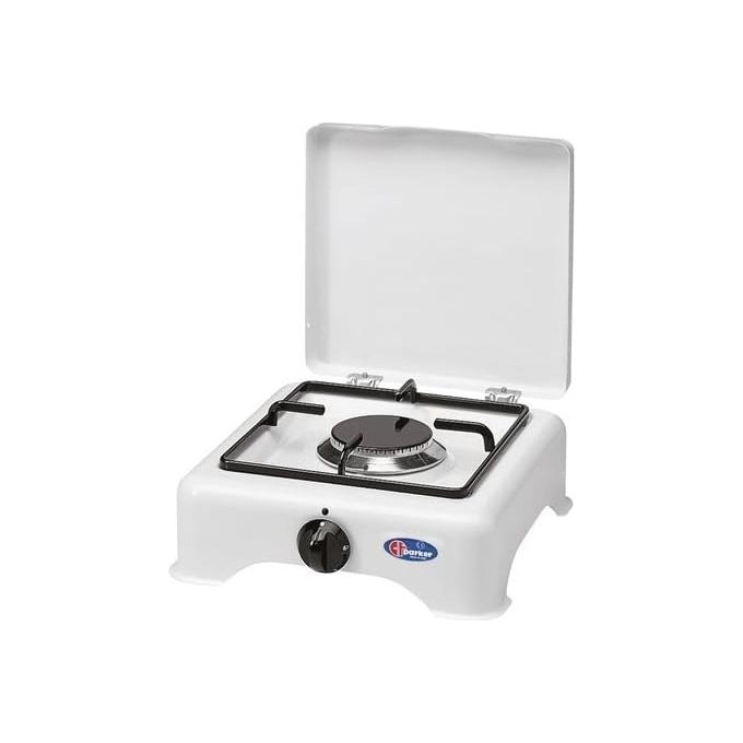 Parker 5321CGPM Fornello a gas da campeggio 1 fuoco GPL Metano 2.5 W con coperchio colore Bianco