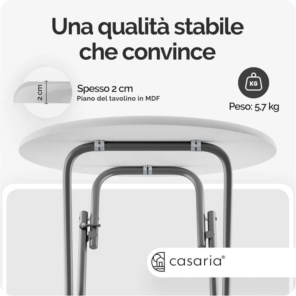 ® Set 2 Tavoli da Bar Pieghevoli 110cm Ø 60cm Tavolino Appoggio Tavolo da Cocktail Alto Rotondo Giardino Bianco