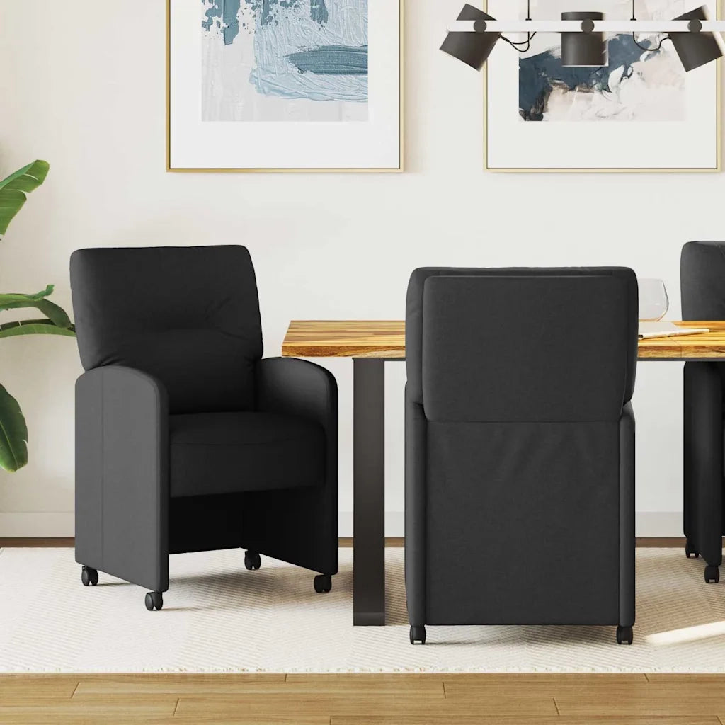 Sedie da Pranzo con Ruote 2 pcs Nero 57 x 67 x 95 cm Tessuto 42017849