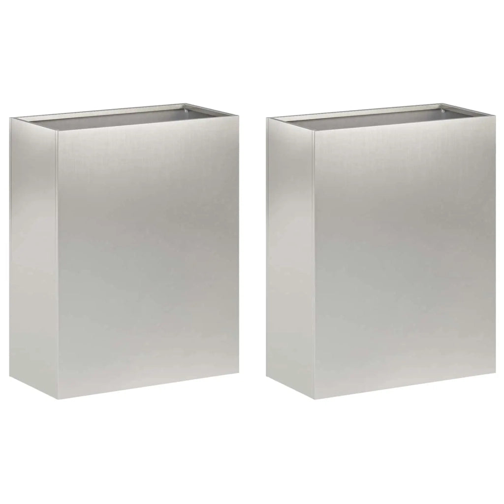 Vaso da giardino 2 pz Argento 40 x 20 x 40 cm Acciaio Inox 8005409