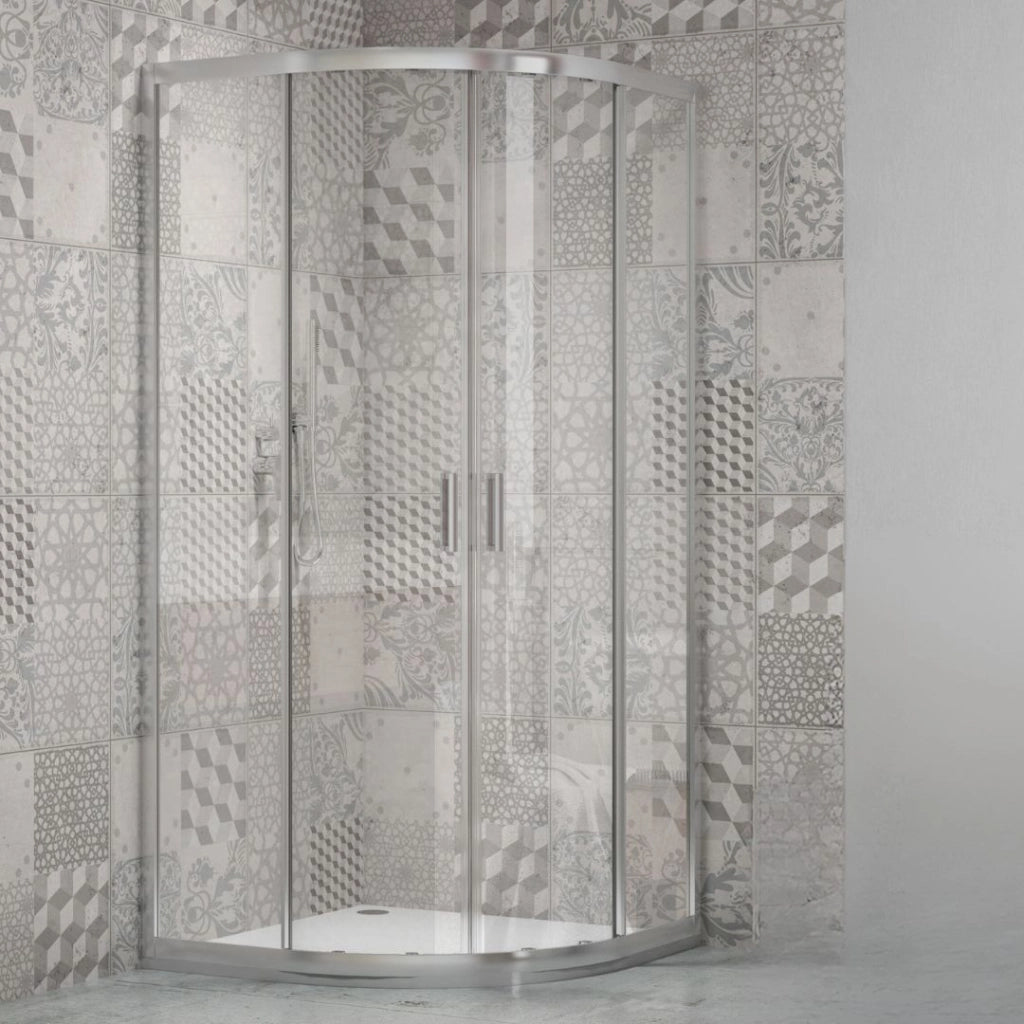 Ogomondo box doccia semicircolare con ante scorrevoli cristallo temprato 4 millimetri trasparente *** misure 90x90x19...
