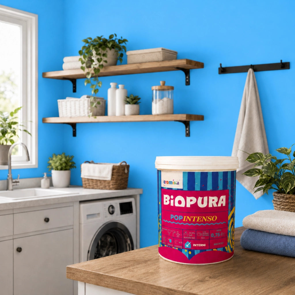 Popintenso palestra e decori interni pittura murale lavabile e coprente cromika *** formato 0,750 lt, colore- blu spl...