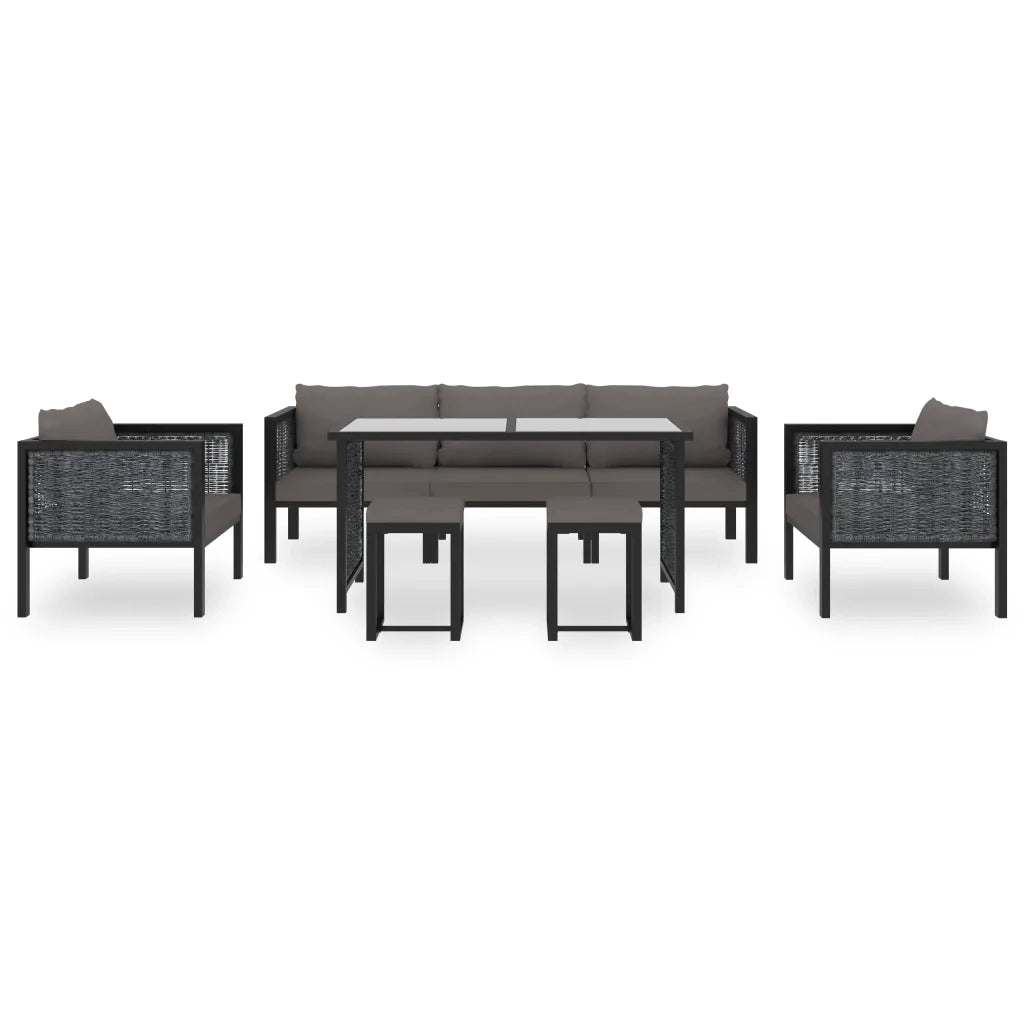 Set Divani da Giardino 8 pz con Cuscini in Polyrattan Antracite cod mxl 29945