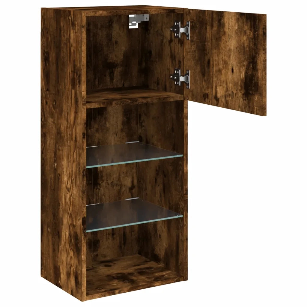 Mobile TV con Luci LED-Credenza TV-Console TV Rovere Fumo 40,5x30x90 cm
