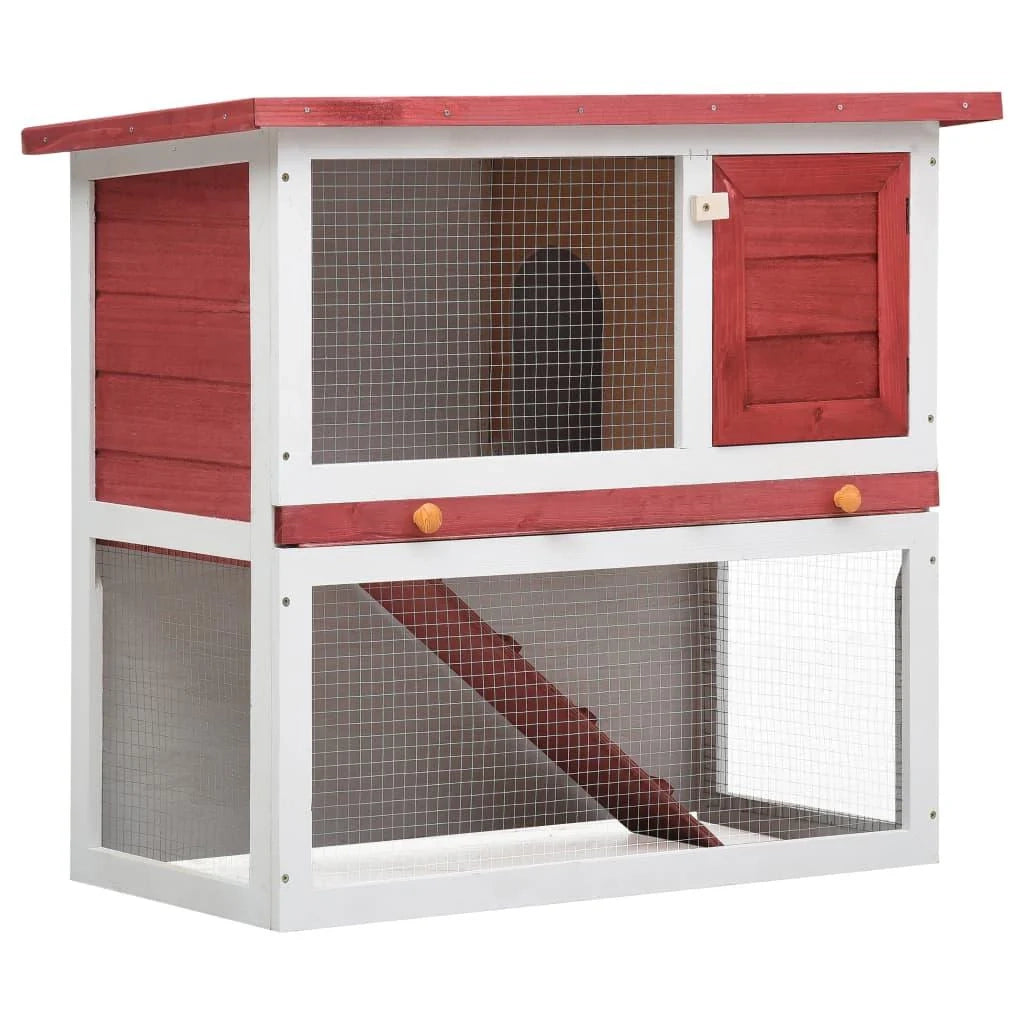 Conigliera da esterno con 1 porta 90 x 45 x 80 cm legno rosso 02_0000588