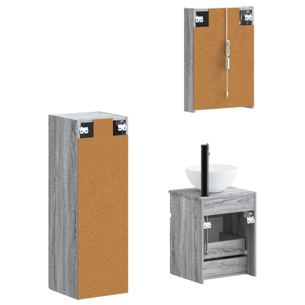 Set di mobili per il bagno 4 pcs Sonoma grigio 3407476