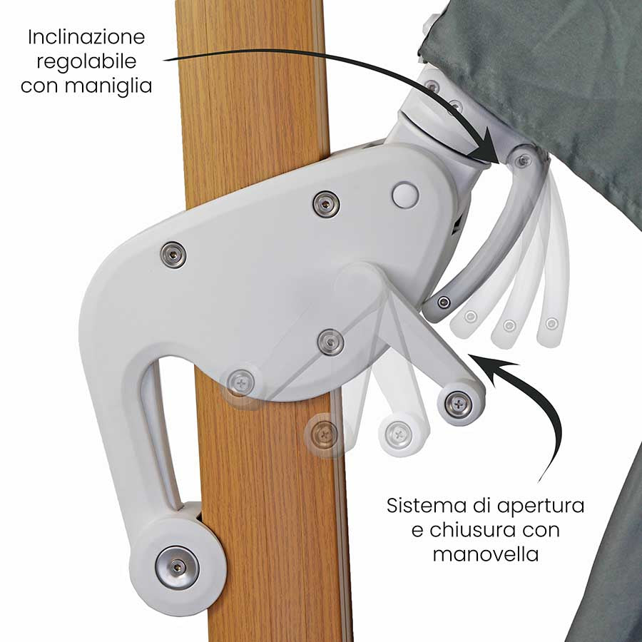 Ombrellone da Giardino Decentrato 4x4m Roma Wood nero