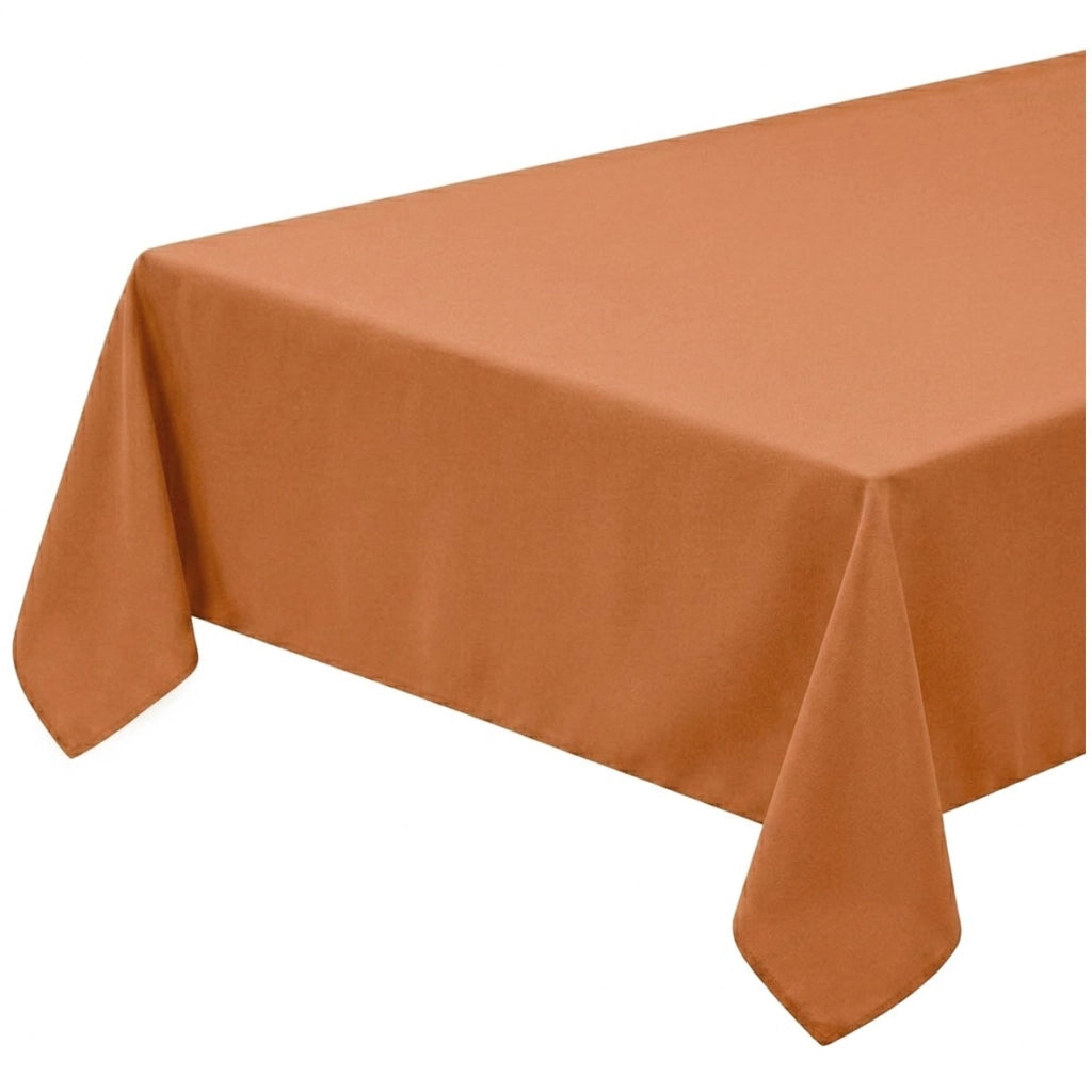 Tovaglia Cucina Cotone Bordata Elegante Morbida Tinta Unita Copritavolo Lavabile Marrone - 135x230 cm