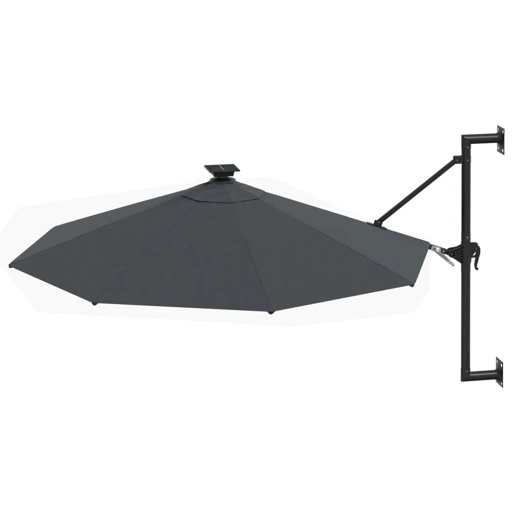 Ombrellone da parete con palo in metallo e illuminazione a LED 300 cm antracite 02_0008690