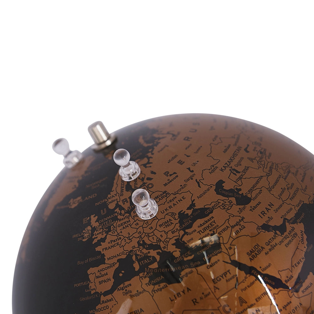 Globo Decorativo mappamondo Rame Nero 25 cm Moderno con Magneti