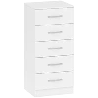 Cassettiera 5 Cassetti 40x35x85 cm dallo Stile Moderno in Truciolato Bianco