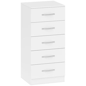 Cassettiera 5 Cassetti 40x35x85 cm dallo Stile Moderno in Truciolato Bianco
