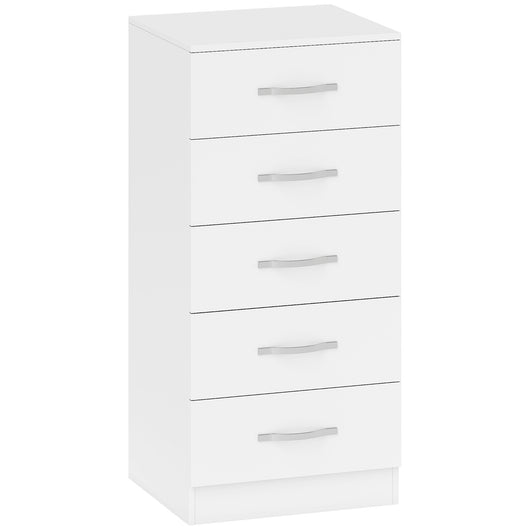 Cassettiera 5 Cassetti 40x35x85 cm dallo Stile Moderno in Truciolato Bianco