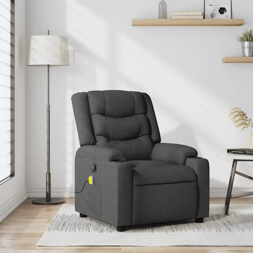 Poltrona Massaggiante | Sedia Relax Reclinabile Grigio Scuro in Tessuto