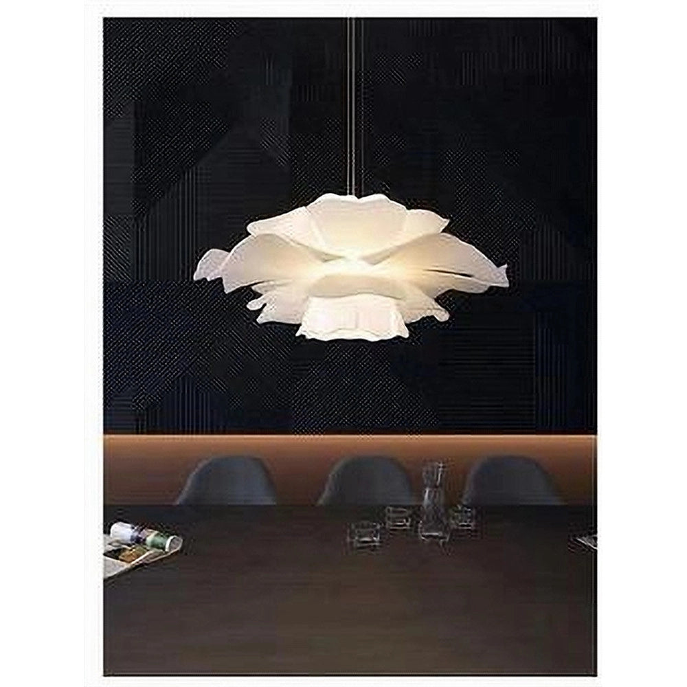 Trade Shop - Lampadario A Sospensione A Forma Di Fiore Petali Bianco Luce Attacco E27 Ip20 71607 -