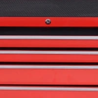 DURHAND Carrello degli attrezzi, 2 piccoli & 5 grandi cassetti, acciaio, fino a 150 kg, 69 x 33 x 75 cm, Rosso