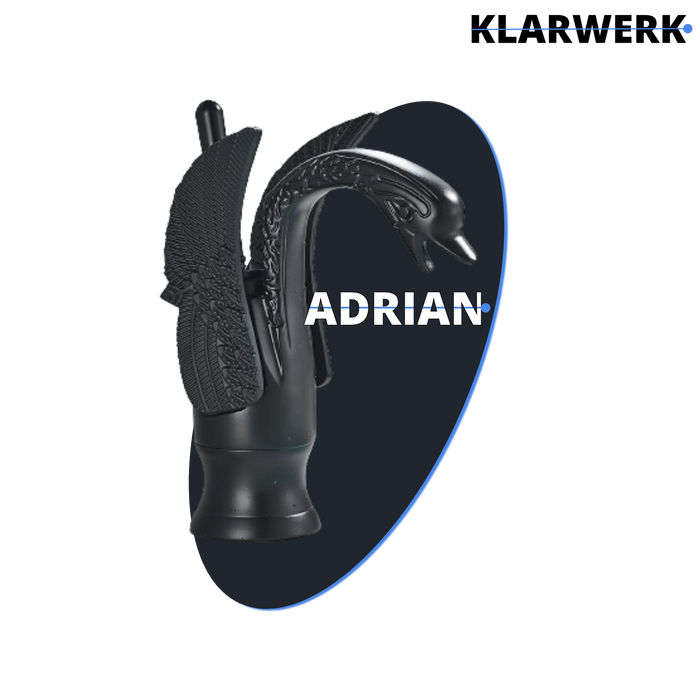 ADRIAN | Rubinetteria da bagno di design in acciaio inox con effetto cigno per lavabo lussuoso nero opaco ristorazione | miscelatore bagno 2 attacchi