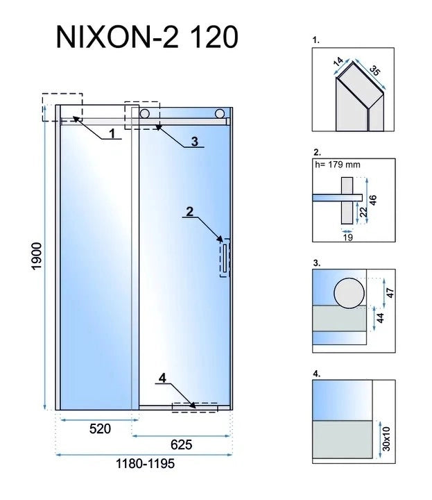 Porta Doccia Rea Nixon-2 120 destra