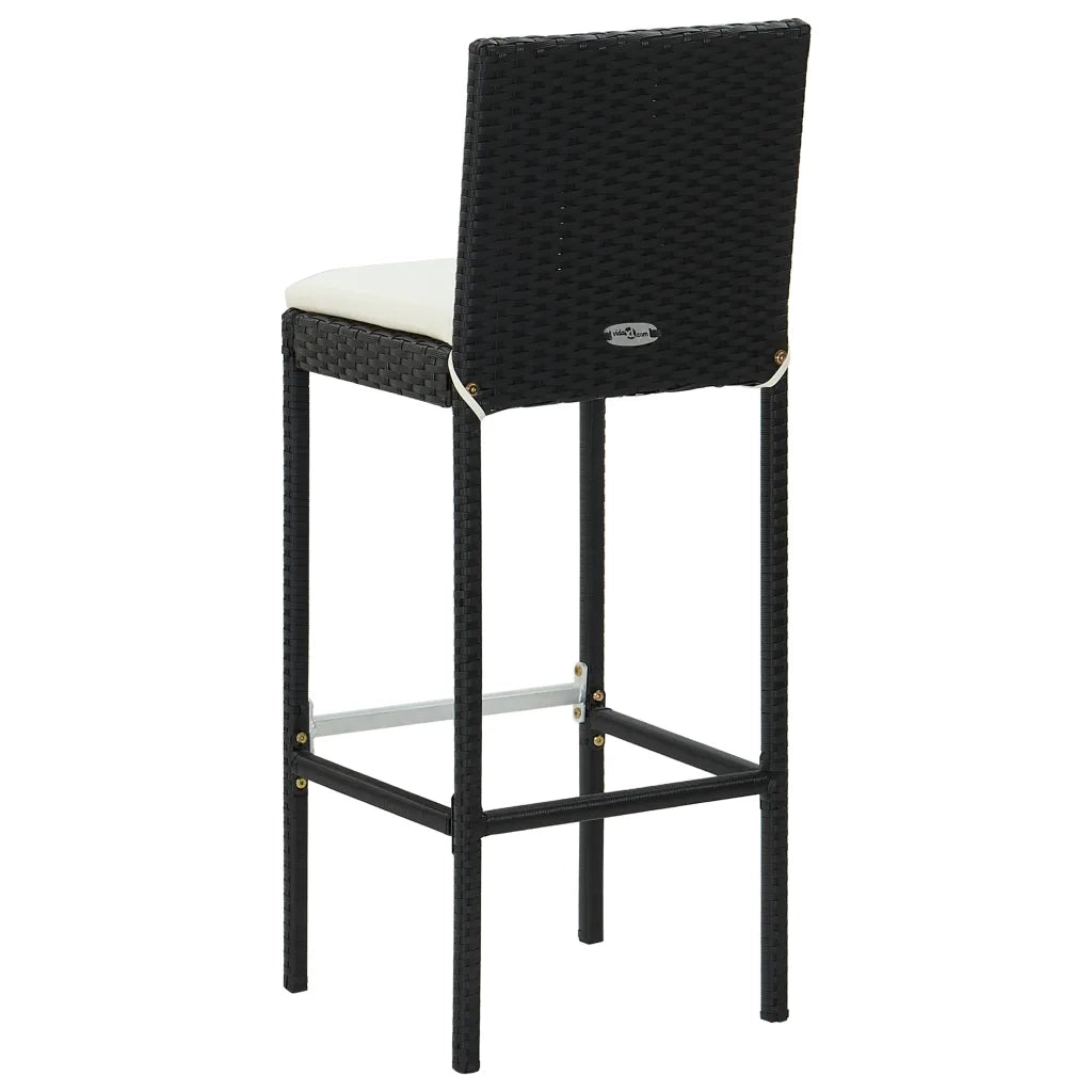 Set Bar da Giardino 5 pz con Cuscini Polyrattan Nero 3064766