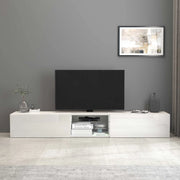 WHOUS Mobile porta tv Egypt a 2 ante e 2 ripiani in vetro bianco lucido 240x38x35 cm