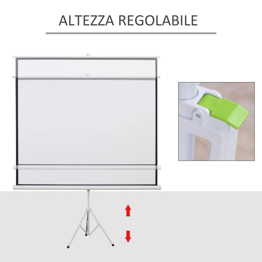 Schermo Proiettore 100 Pollici 4K HD 4:3 con Treppiede ¨C zephmum ¨C Bianco