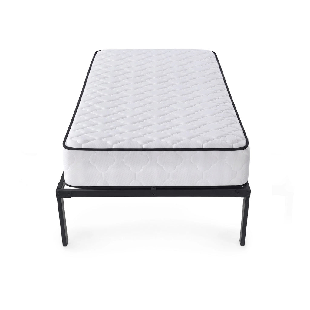 Struttura Letto Pieghevole in Metallo con Materasso Rete a Doghe 100x200 cm Nero Letto per Ospiti 6 Gambe 10 Doghe