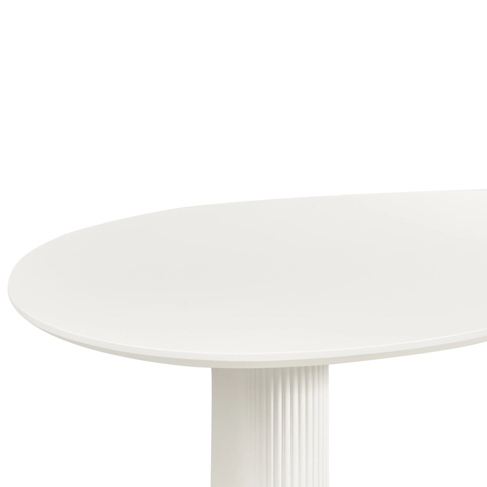 Tavolo da pranzo moderno 198 x 93 cm Forma irregolare Gambe nervate industriali MDF Bianco