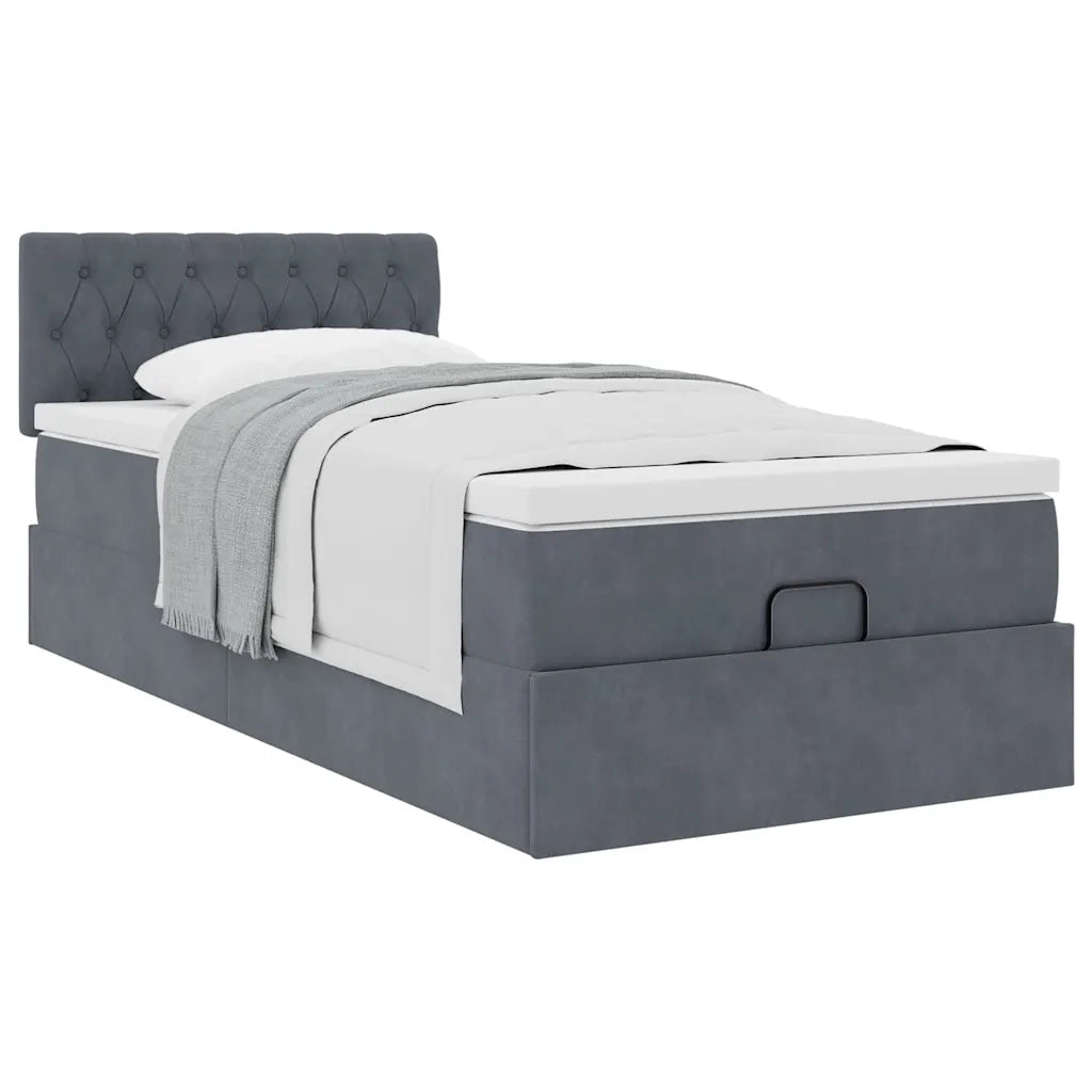 Struttura Letto Pouf con Materasso 100x200 cm Velluto 3311826