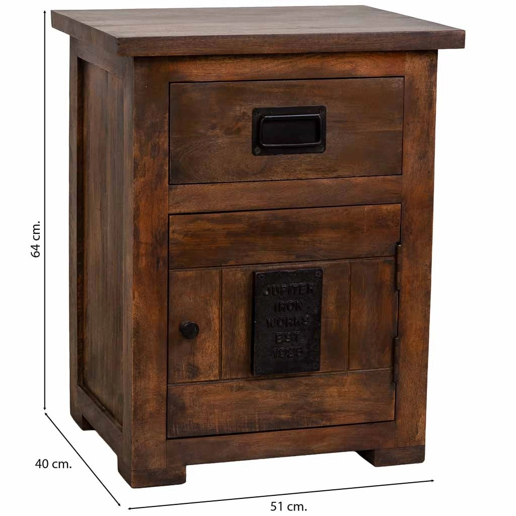 Tavolino in legno artigianale marrone 51x40x64h cm