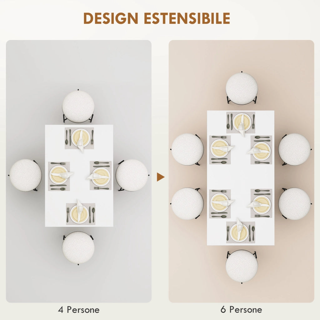 Tavolo da pranzo allungabile 4-6 persone ¨C Xylo ¨C MDF bianco lucido 120-160x80x78 cm