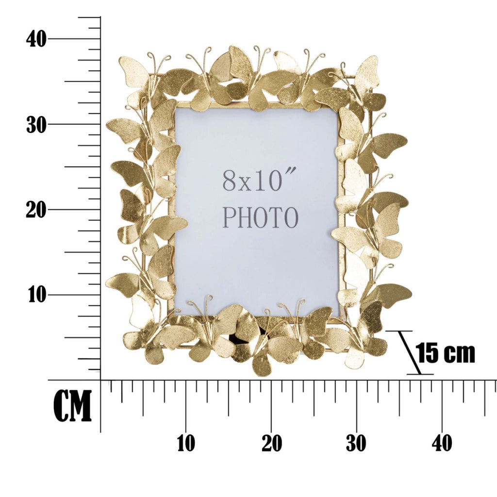 Portafoto Farfalla 23, Oro, Metallo, 35x15x38 cm
