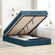 Struttura Letto Pouf con Materasso Blu Scuro 120x200 cm Velluto
