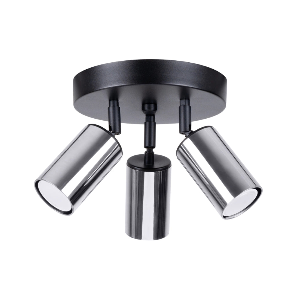 Lampada moderna in tubo di acciaio Winx FI6/10 a 3 luci, colore nero cromato, IP20 GU10