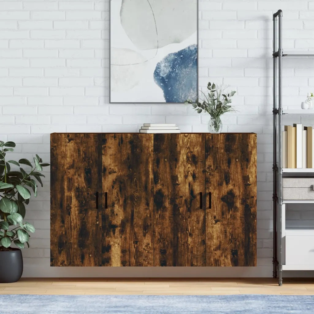 Armadietto a Muro | Mobili a Parete 2 pz Rovere Fumo 69,5x34x90 cm
