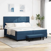 Letto a molle con testiera Blu 200 x 200 cm Tessuto