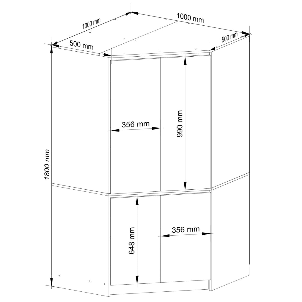 Armadio ad angolo AKORD S100 Quercia Craft 100 cm 4 ante 100x50x180 cm