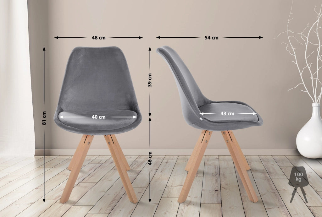 Sedia Sofia Velvet grigio,natura (quadrato)