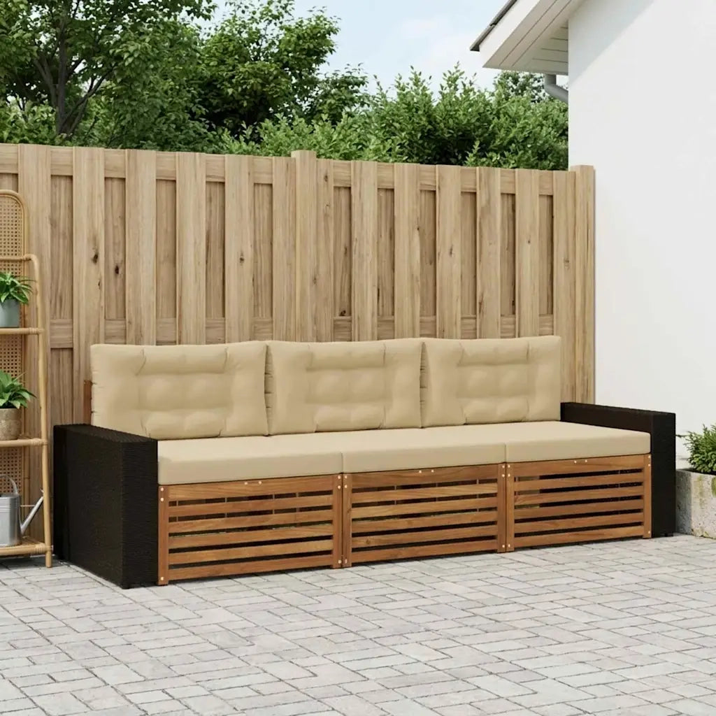 Set di divani da esterno 3 pcs Naturale e Beige Poliestere 3382976