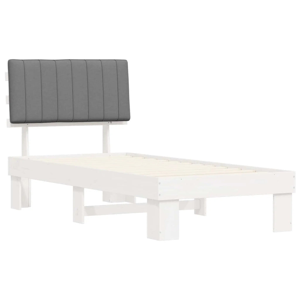 Letto con Testiera Rivestita Grigio chiaro 90 x 190 cm