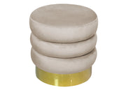 Pouf Salotto/Camera Rotondo Imbottito Modello Velvet Creamy Tinta Unita - Pouf - Beige
