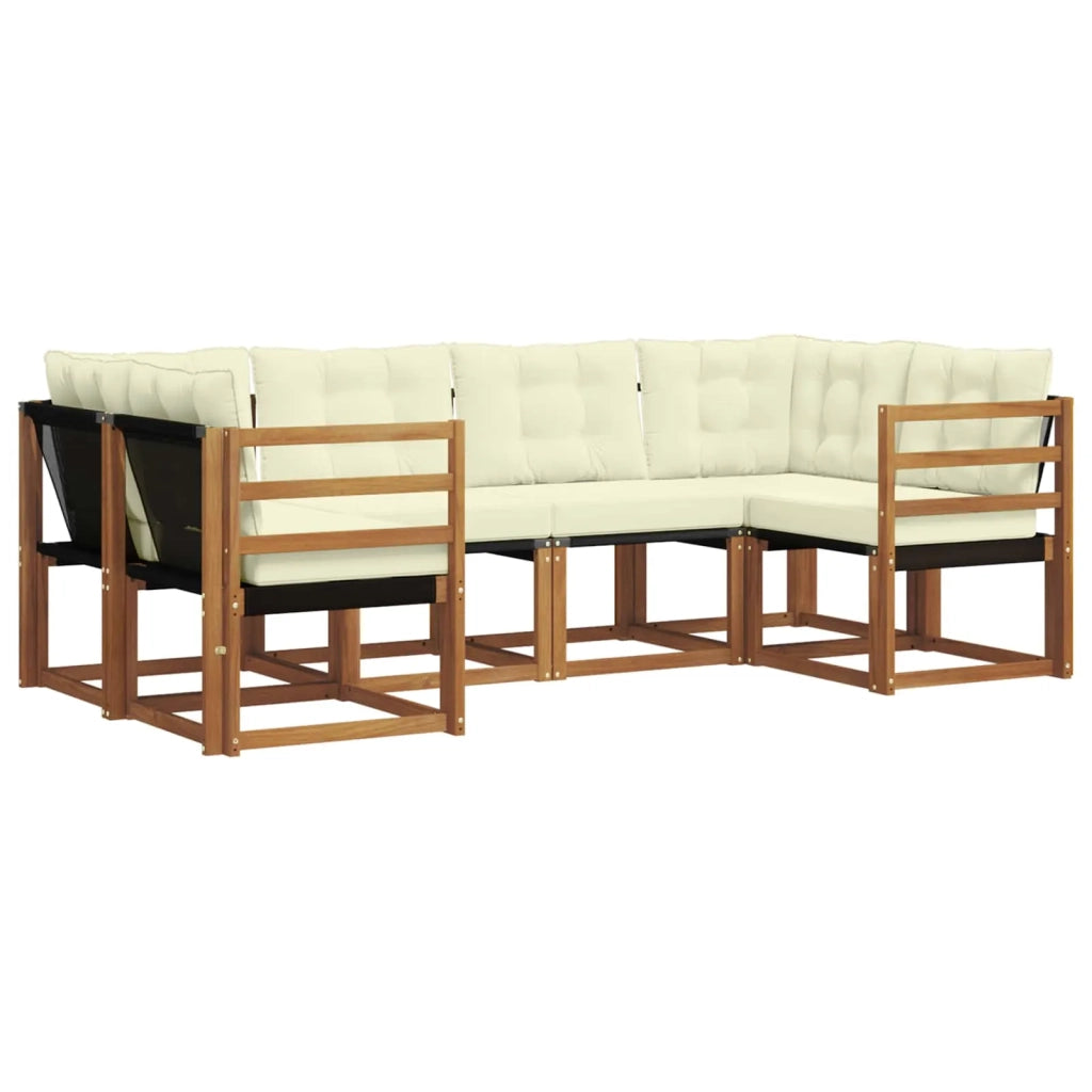 Set di divani da esterno con cuscino 6 pcs Naturale e Crema