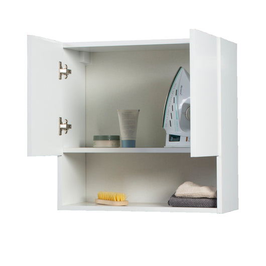 Pensile Bagno Lavanderia con 2 Ante e Vano a Giorno 57,5x27x58 cm in Nobilitato Grigio Cemento