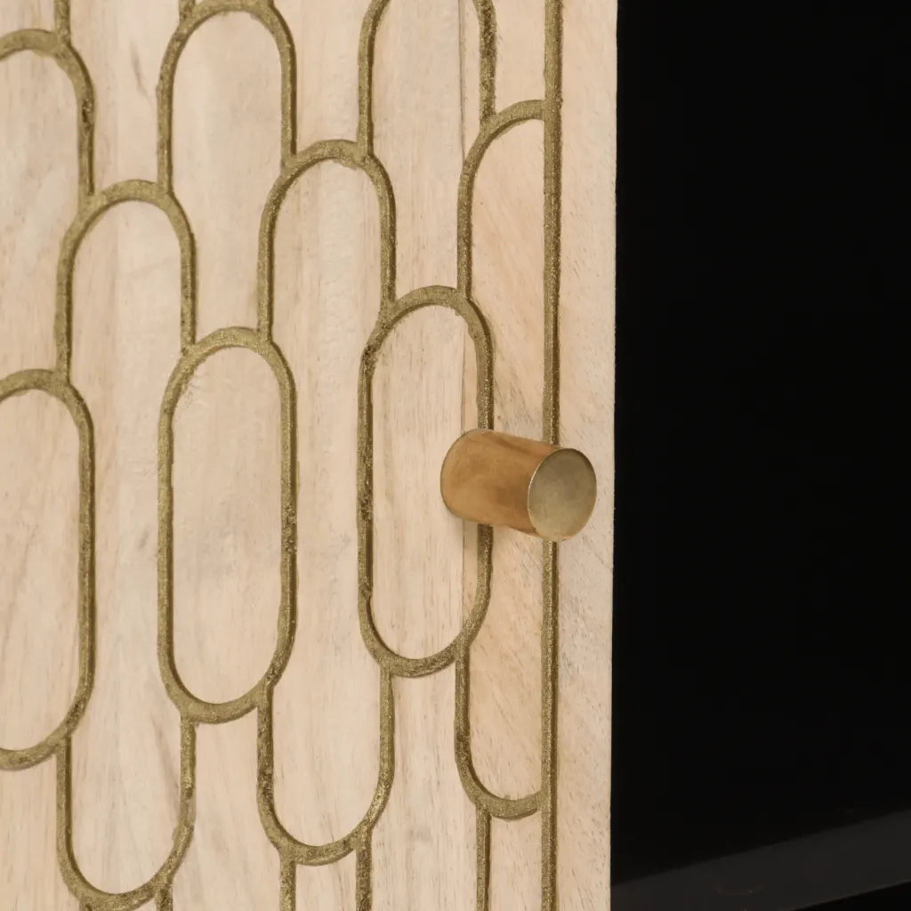 Credenza-Buffet-Armadio da cucina 90x33x75 cm in Legno Massello di Mango 594588