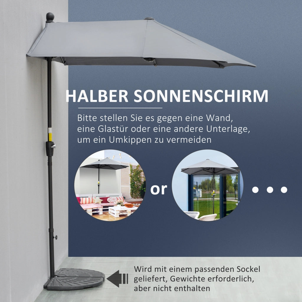 Sonnenschirm Halbrund ¨C zephmum ¨C Grigio Scuro 190x200 cm