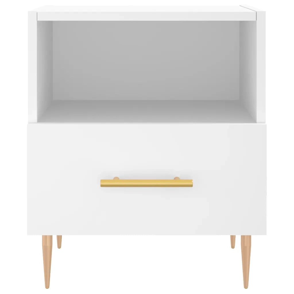 Set di 2 Comodini | Armadio da Notte | Mobiletto da notte Bianchi 40x35x47,5 cm in Legno Multistrato