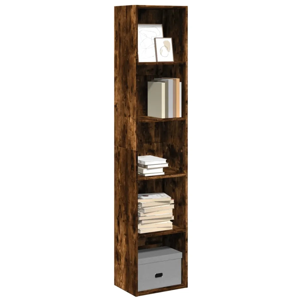 Libreria-Scaffale per Libri-Mobile di Stoccaggio Rovere Fumo 40x30x189 cm in Legno Multistrato