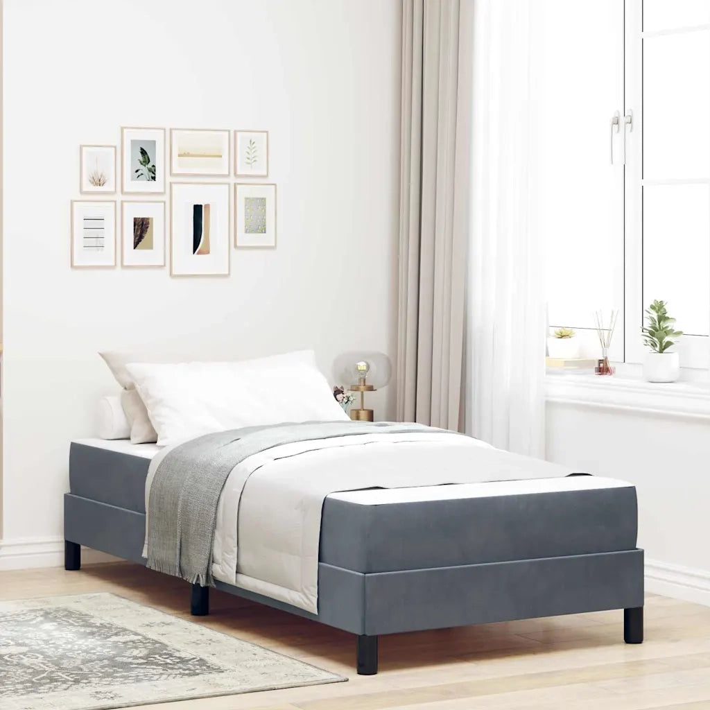 vidaXL Letto box spring con materasso Grigio scuro 90 x 190 cm Velluto