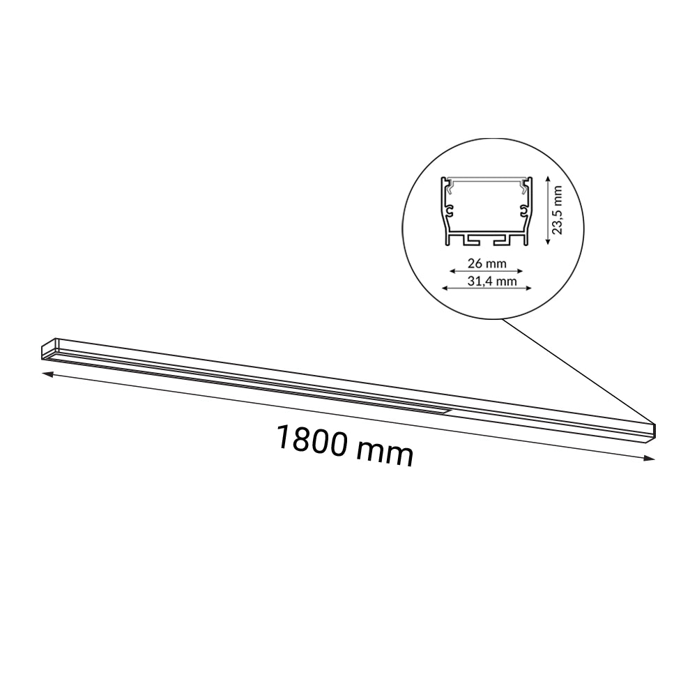 Plafoniera lineare LED HIATE 180cm nera 4000K 30W Shilo