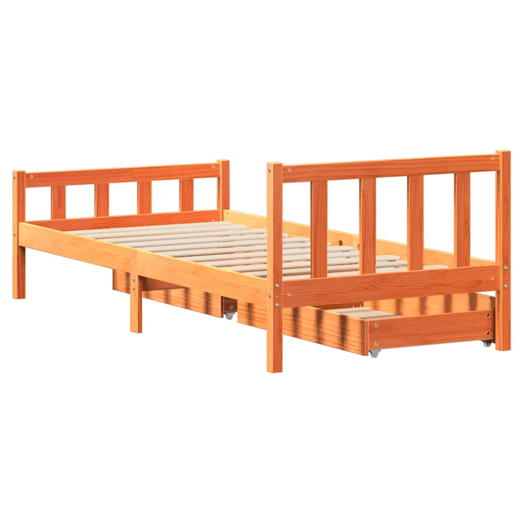 Letto senza Materasso-Struttura Letto Marrone Cera 75x190 cm in Legno di Pino 607678